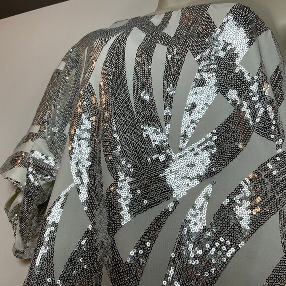 B DARLIN event cocktail dress silver white *Slight Stretch* Sz 11/12 may fit 9 - Picture 4 of 10